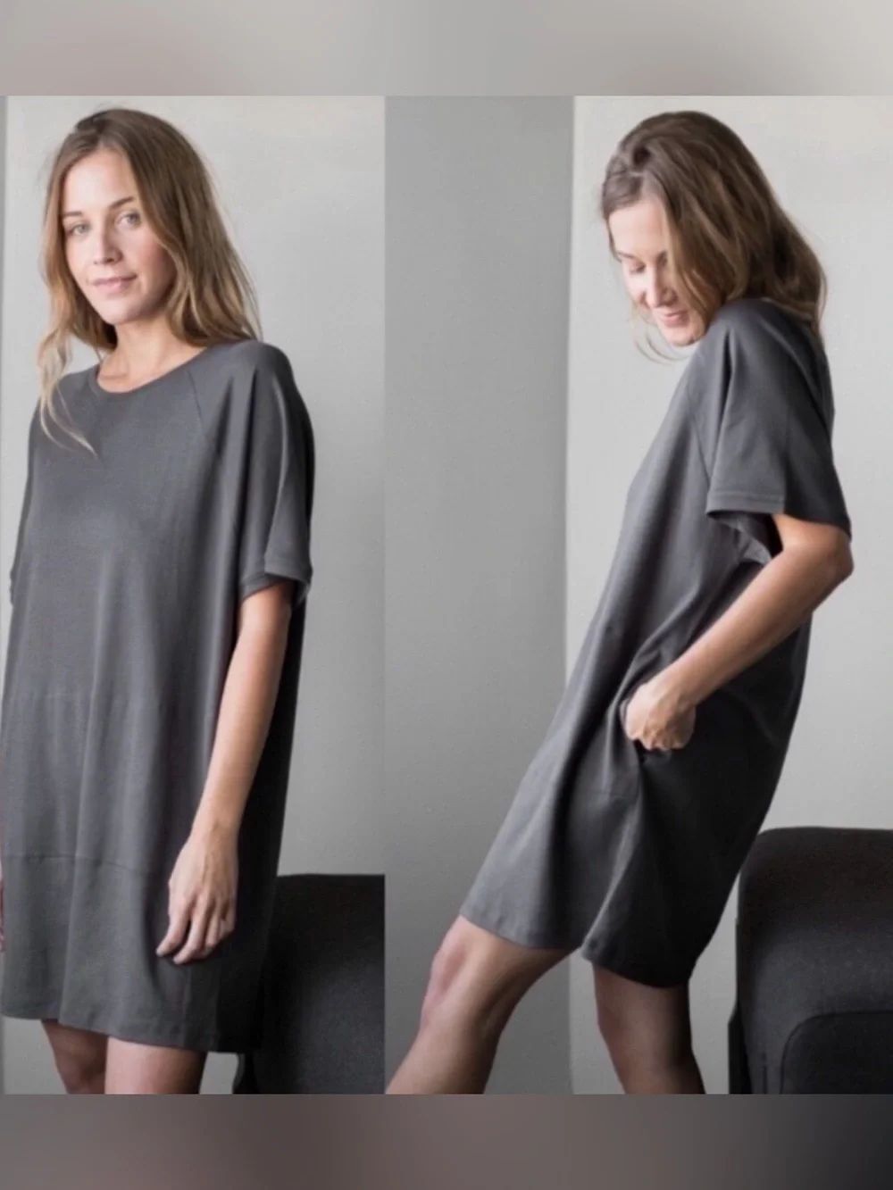 Lunya Pima Cotton Blend Oversized Tunic Tee Shirt Dress Womens XS/S